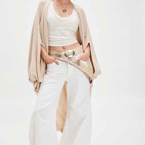 Free People Cream Women's Poncho Sweater - Picture 3 of 3